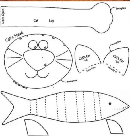 Лоскутная игрушка: кошка и рыбка