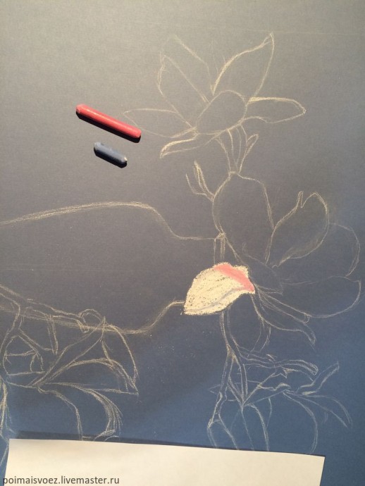 Рисование пастелью магнолии Рисование пастелью магнолии