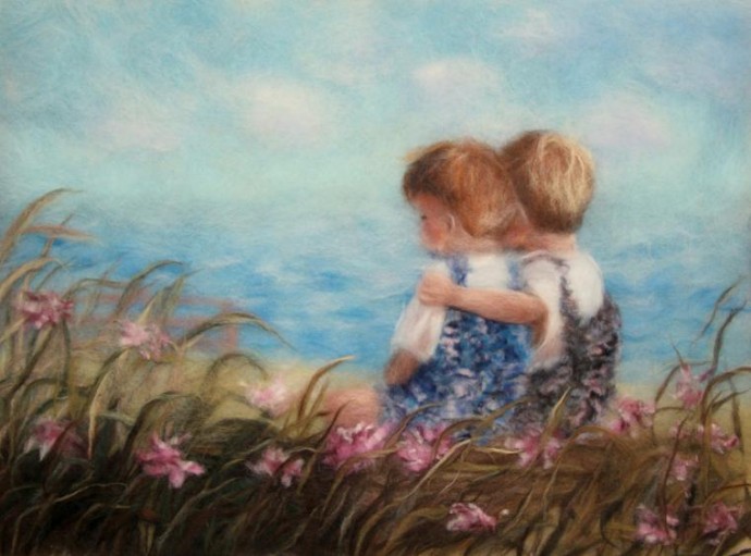 Влюбленные пары в технике шерстяной акварели: утонченные идеи