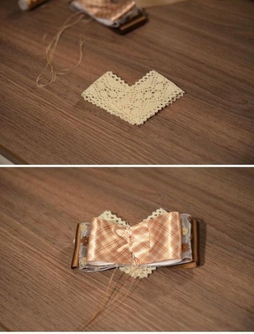 Делаем брошь из лент