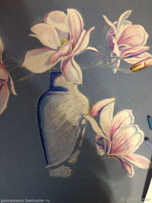 Рисование пастелью магнолии Рисование пастелью магнолии