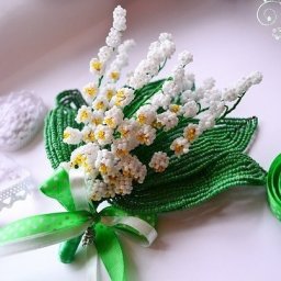 Ландыши из бисера: мастер-класс