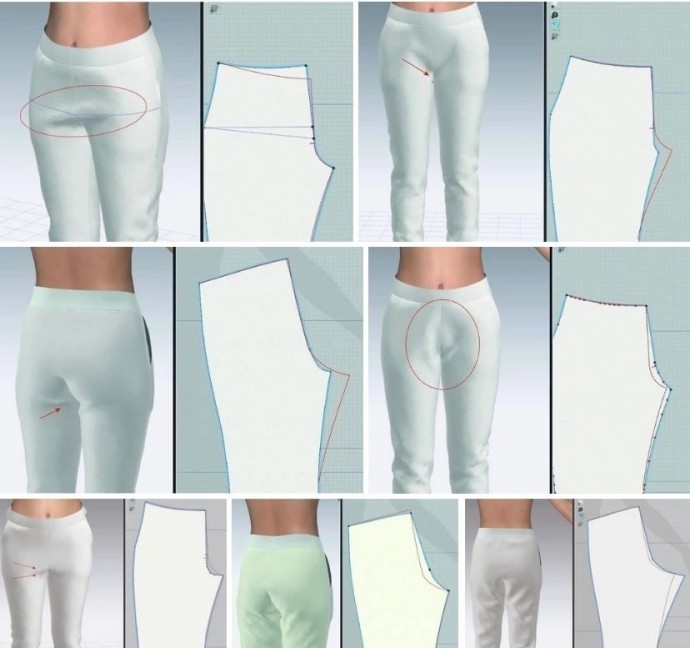 ​Основные дефекты посадки женских брюк и схемы их устранения