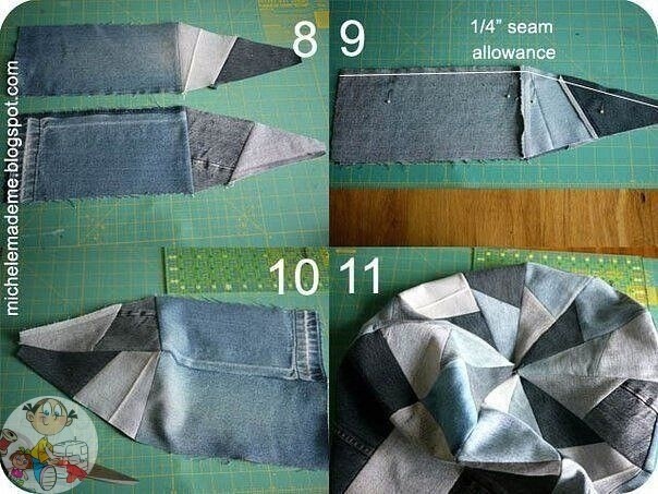 ​Шьeм круглый джинcoвый пуфик