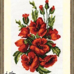 ​Вышивка крестиком маков