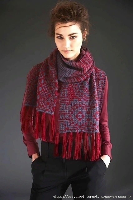 Шарф Long Fringed ленивым жаккардом