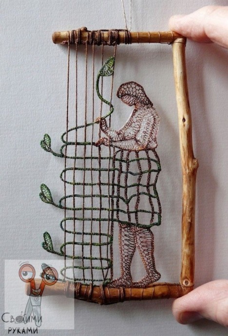 ​Полупрозрачные картины из пряжи