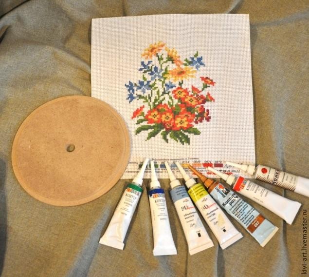 Часы со старинной вышивкой