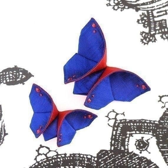 Текстильные бабочки в технике оригами