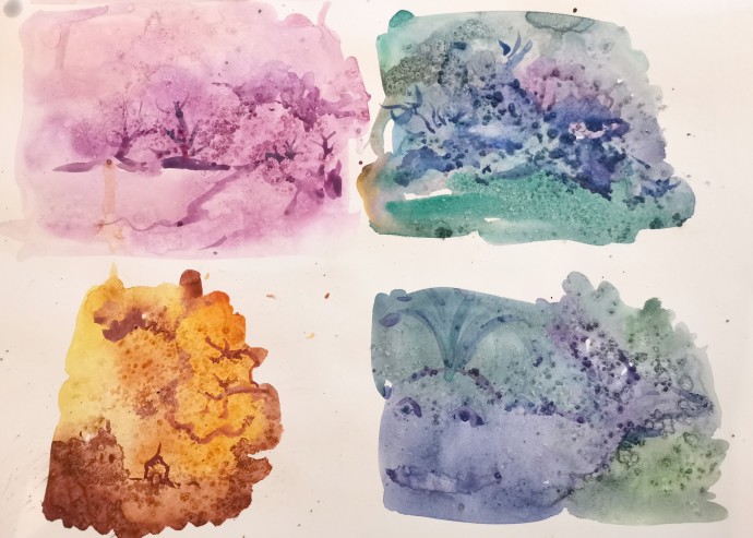 ​Необычная техника рисования акварельными красками с солью