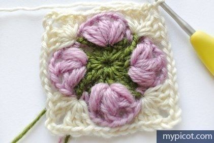 Новый цветной квадрат для вязания крючком