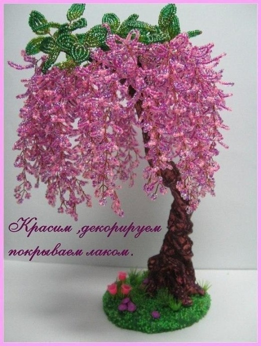 Очаровательна глициния из бисера своими руками