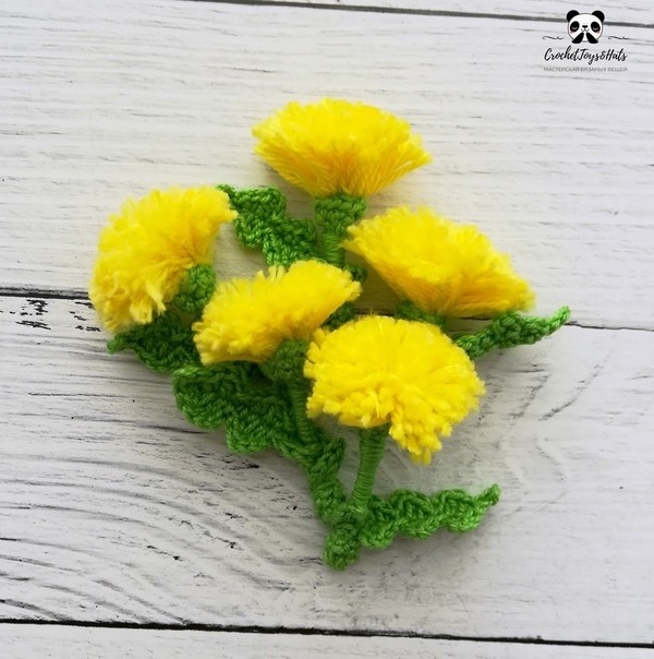 ​Одуванчик из пряжи