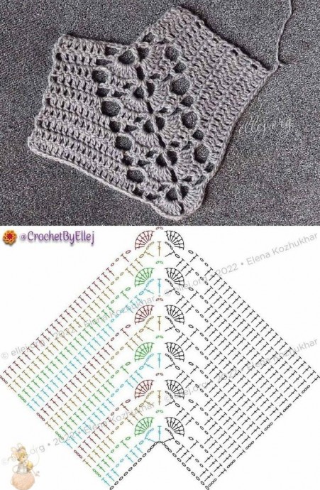 Красивые угловые повороты в ажурном вязании