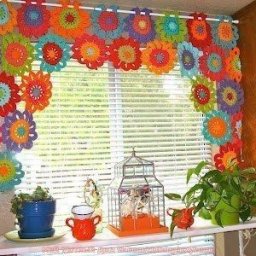 Веселые шторы крючком