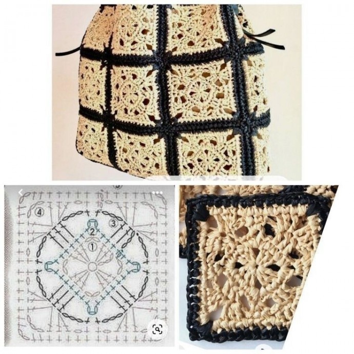 Сумка связана из пряжи рафия Сумка связана из пряжи рафия