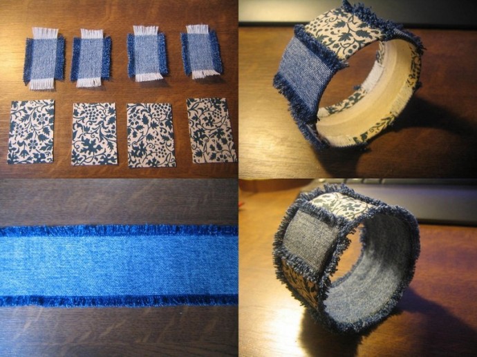 Браслет из джинсовой ткани