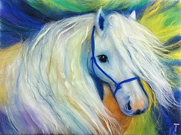 Лошади в технике шерстяной акварели: восхитительные идеи