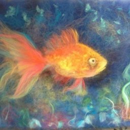 Шерстяная акварель: рыбки