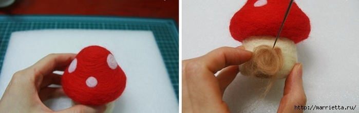 Сказочный домик мухомор в технике валяния