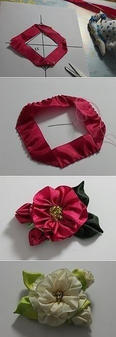 Уроки создания цветов из атласных лент: вышивка