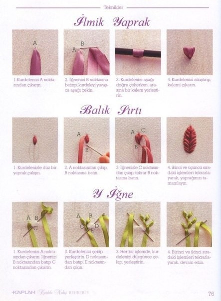 Вышивка лентами: стежки Вышивка лентами: стежки