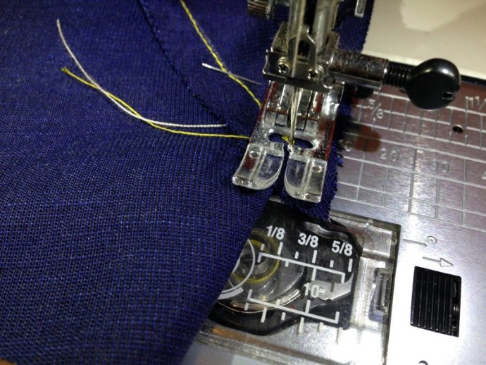 Как втачать деталь с острым углом