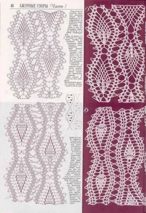 Большая подборка красивых ажурных узоров крючком