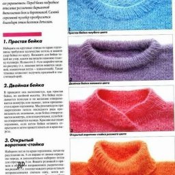 Варианты оформления горловины вязаных изделий