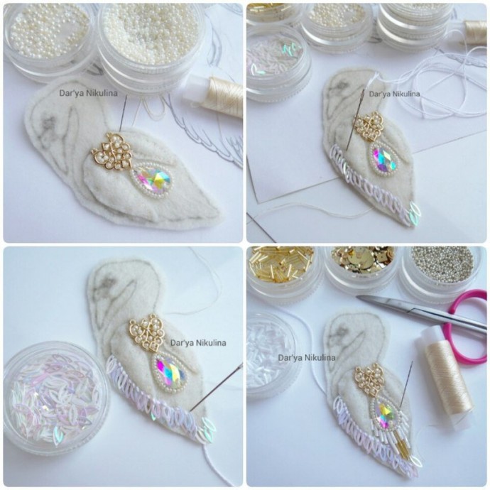 Шикарная брошка "Лебедь" своими руками