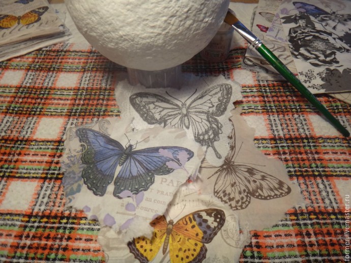 Большой декоративный шар из папье-маше