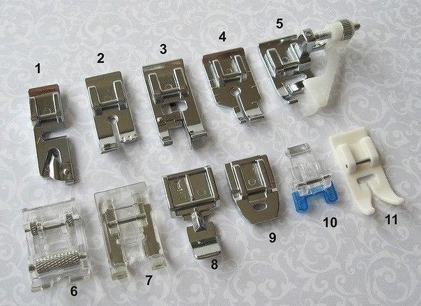 ​Описание прижимных лапок для швейных машин