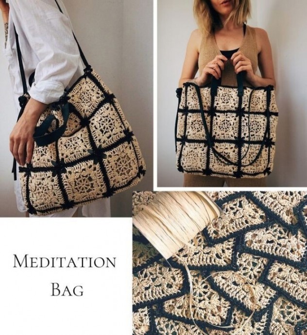 Сумка связана из пряжи рафия Сумка связана из пряжи рафия