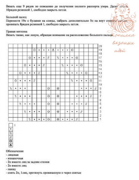 Митенки с узором "Листья"