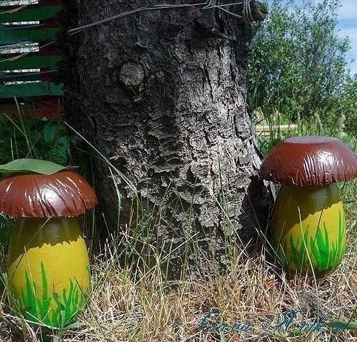 Садовые грибочки из гипса