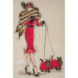 ​Вышивка "Дама с песиками"