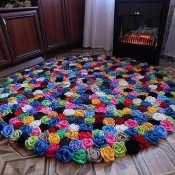 Восхитительные коврики из вязаных розочек