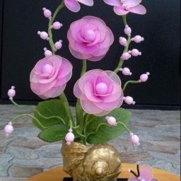 ​Чудесные цветочки из капрона