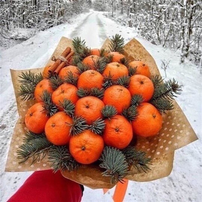Цитрусовые зимние букеты: идеи