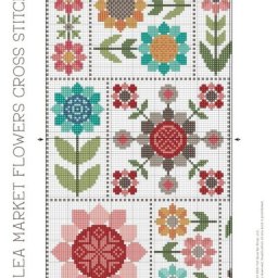 Вышиваем разноцветные цветочные узоры и фрукты