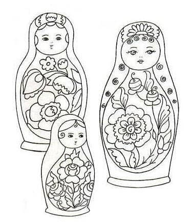 Брошки-матерешки с шаблонами