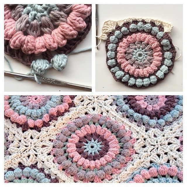 Красивый объемный плед крючком