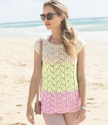 ​Трехцветный топ с ажурными листьями