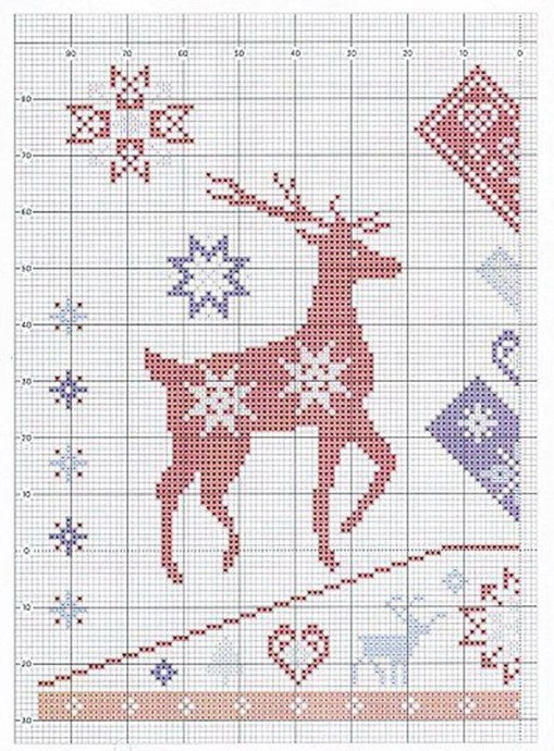 Зимние мотивы: схема для вышивки крестом