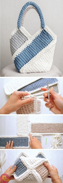 Простая и вместительная сумка крючком