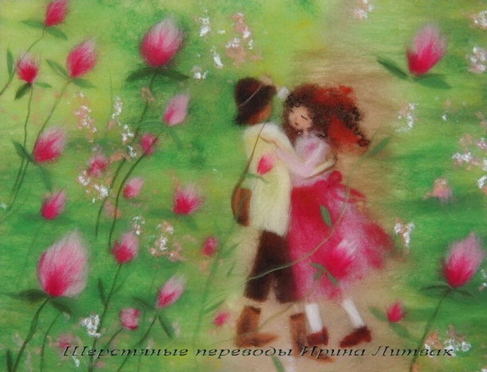 Влюбленные пары в технике шерстяной акварели: утонченные идеи