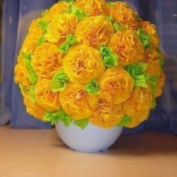 ​Желтые цветы из салфеток