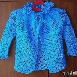 ​Ажурный жакетик с кокеткой