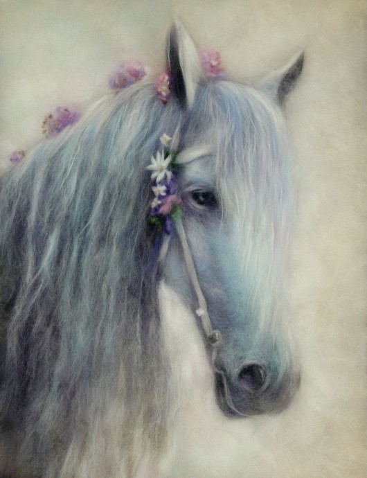 Картины из шерсти: лошади Картины из шерсти: лошади