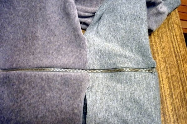 Втачивание молнии в изделие с резинкой из трикотажа по низу